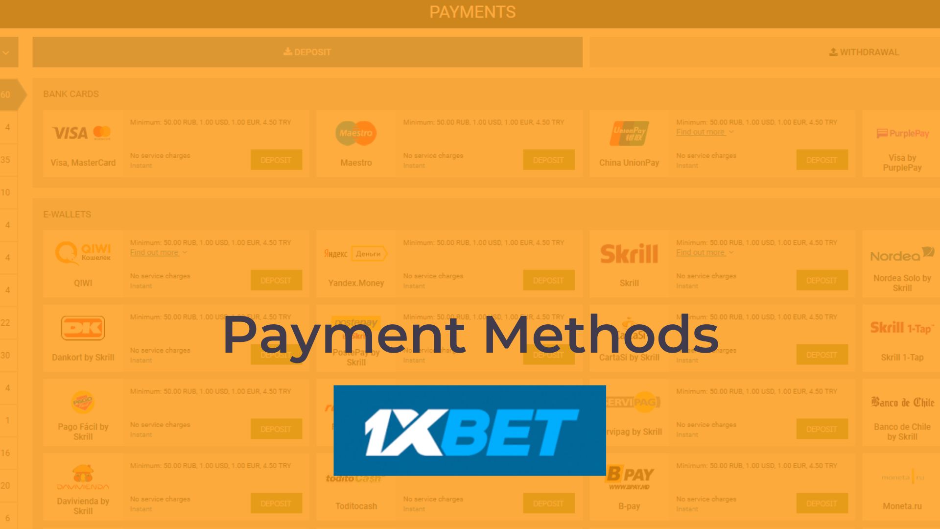 Payment Methods 1xbet
