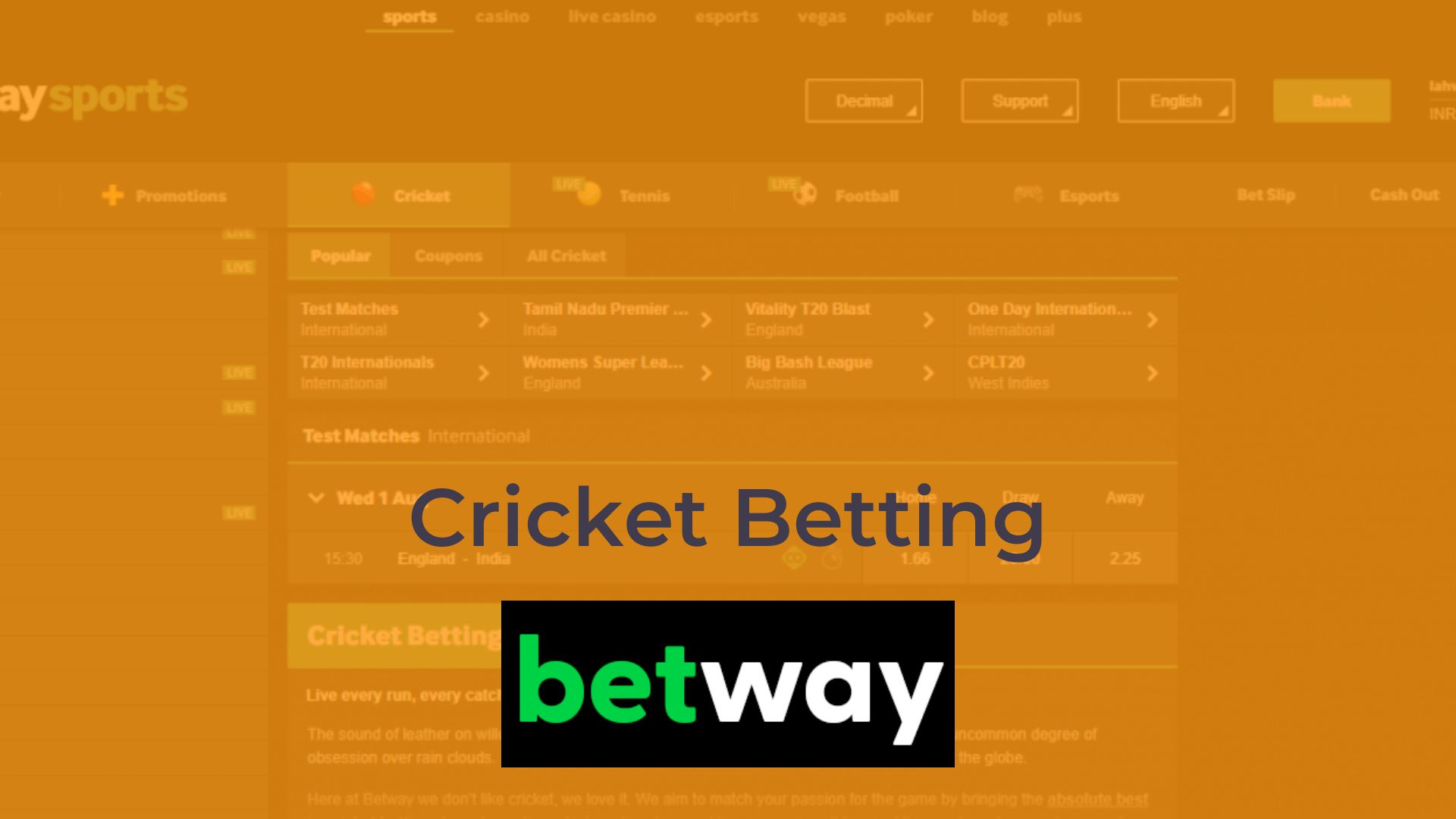 Cricket Betting Betway