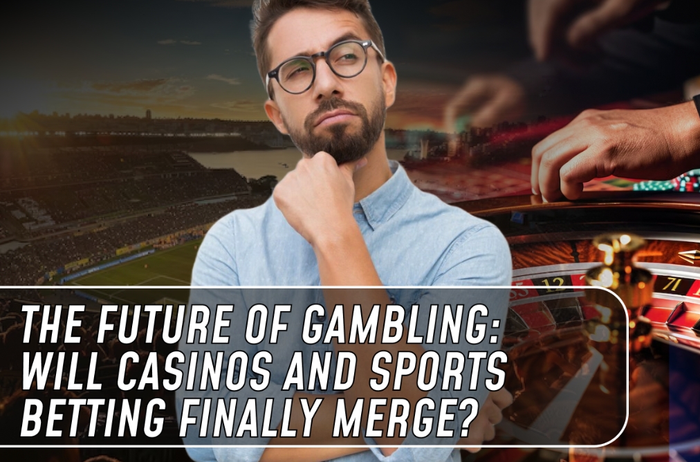 Illustration depicting the future of gambling, focusing on the possible convergence of casinos and sports betting.